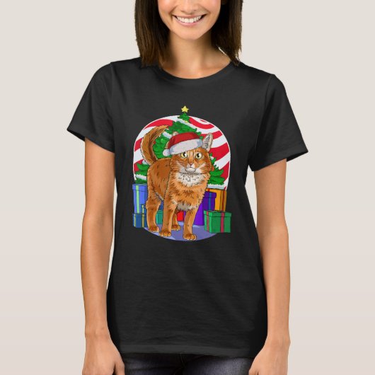 Somalische kat kerstboomschildering t-shirt (Voorkant)