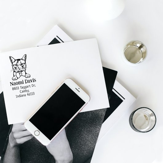 Somalische kat retouradres huisdier rubberstempel