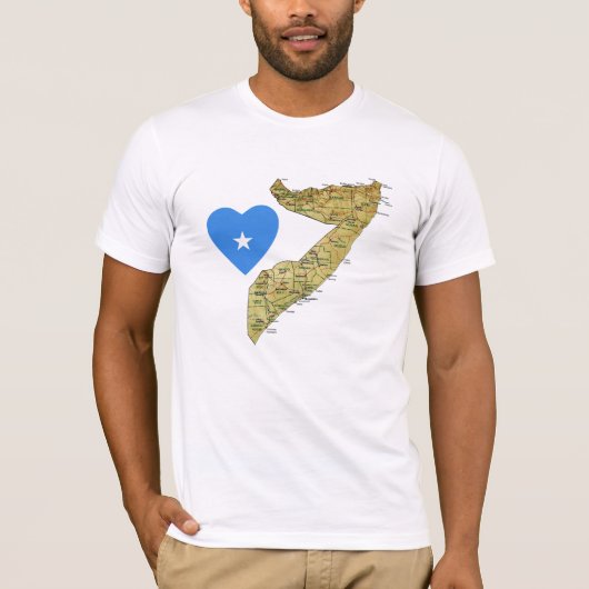 Somalische vlag — Hart en kaart T-Shirt (Voorkant)
