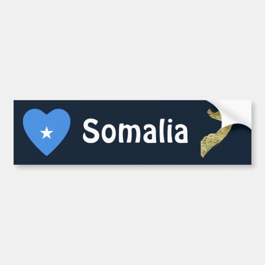 Somalische vlag — Hart + Kaart Bumpersticker (Voorkant)