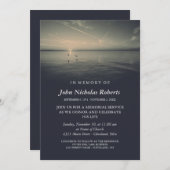 Somber Birds by Ocean Sunrise Memorial Service Kaart (Voorkant / Achterkant)