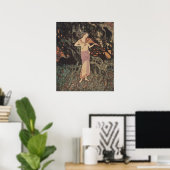 Somber Donker Woud Juffrouw Speelt Viool Kunst Poster (Thuiskantoor)
