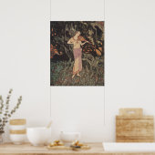 Somber Donker Woud Juffrouw Speelt Viool Kunst Poster (Keuken)