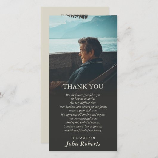 Somber Gradient Photo Memorial Service Hartelijk d Bedankkaart (Voorkant / Achterkant)