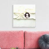 Somber Woman Portrait on Cream Abstract Canvas Afdruk (Insitu (Woonkamer))
