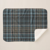 Sombere donkerblauwe ruit sherpa deken (Voorkant (horizontaal))