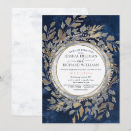 Sombere gotische bloemenkrans, marineblauw en bloz kaart