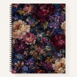 Sombere gotische botanische Impressionistische Blo Notitieboek