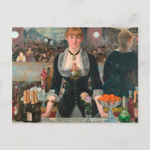 Sombere Parijse Barman Manet Een bar in de Folies- Briefkaart