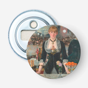 Sombere Parijse Barman Manet Een bar in de Folies- Button Flesopener