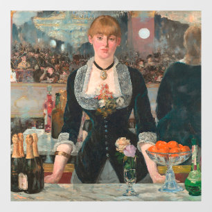 Sombere Parijse Barman Manet Een bar in de Folies- Raamsticker