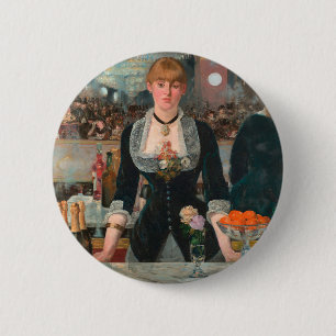 Sombere Parijse Barman Manet Een bar in de Folies- Ronde Button 5,7 Cm