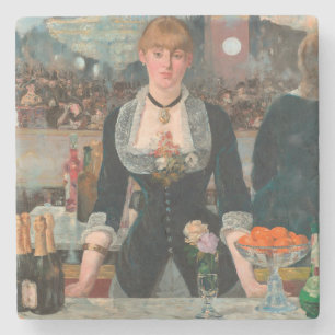 Sombere Parijse Barman Manet Een bar in de Folies- Stenen Onderzetter