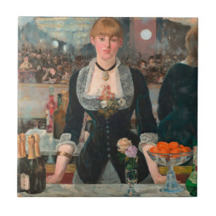Sombere Parijse Barman Manet Een bar in de Folies- Tegeltje