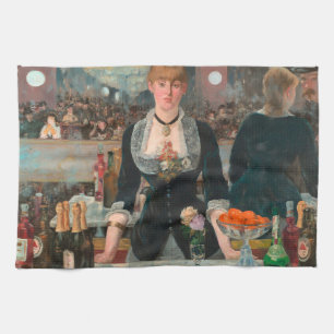 Sombere Parijse Barman Manet Een bar in de Folies- Theedoek