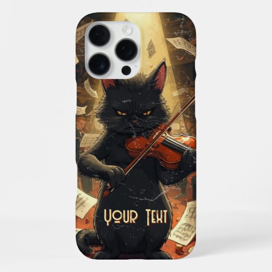 Sombere Zwarte Kat Speelt Viool Cool Violist Cadea iPhone Hoesje (Achterkant)