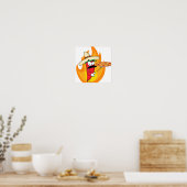 Sombrero Chili Pepper houdt Pizza tegen Poster (Keuken)