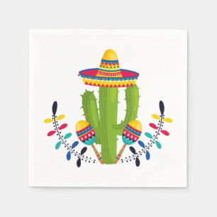 Sombrero draagt Cactus met Maracas Servet