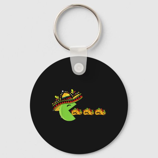 Sombrero eet grappige taco's met snorren Cinco D Sleutelhanger (Voorkant)
