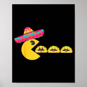 Sombrero eet grappige taco's met snorren cinco poster