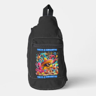 Sombrero en zonnebril taco's en margarita's sling bag