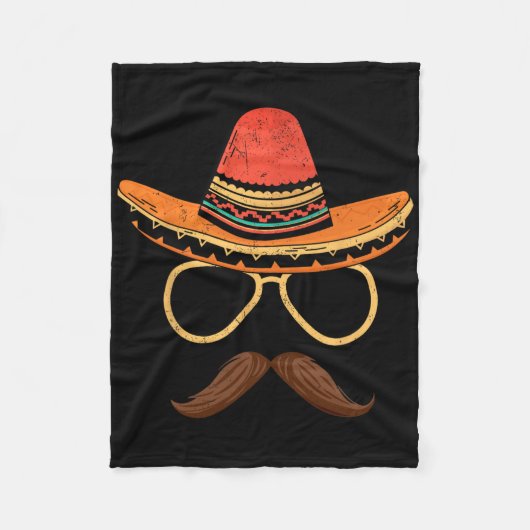 Sombrero Face Cinco de Mayo Mexicaanse Fiesta Part Fleece Deken (Voorkant)