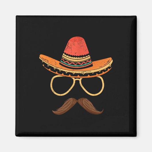 Sombrero Face Cinco de Mayo Mexicaanse Fiesta Part Magneet (Voorkant)