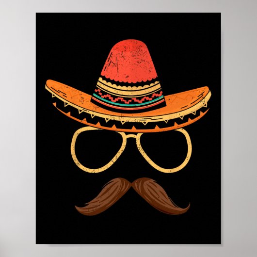 Sombrero Face Cinco de Mayo Mexicaanse Fiesta Part Poster (Voorkant)