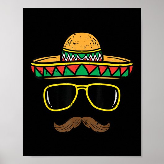Sombrero Face Cinco de Mayo Mexican Fiesta Party K Poster (Voorkant)