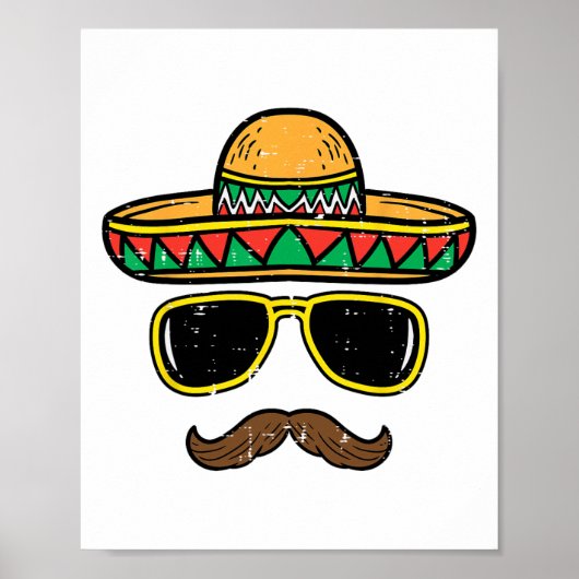 Sombrero Face Cinco de Mayo Mexican Fiesta Party K Poster (Voorkant)