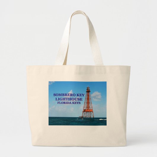 Sombrero Key Lighthouse, Florida Keys Grote Tote Bag (Voorkant)