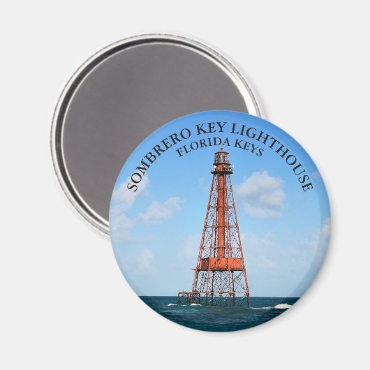 Sombrero Key Lighthouse Florida Keys Round Magnet (Voorkant / Achterkant)