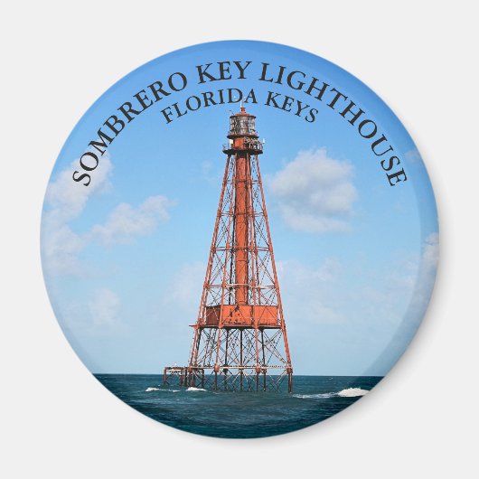 Sombrero Key Lighthouse Florida Keys Round Magnet (Voorkant)