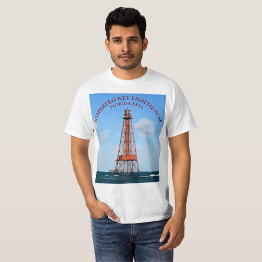 Sombrero Key Vuurtoren Florida Keys T-shirt (Voorkant volledig)