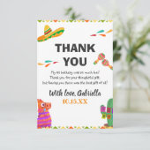 Sombrero Llama Mexican Style Fiesta First Birthday Bedankkaart (Staand voorkant)