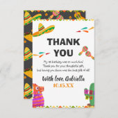 Sombrero Llama Mexican Style Fiesta First Birthday Bedankkaart (Voorkant / Achterkant)