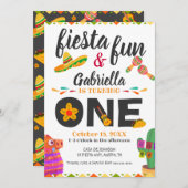 Sombrero Llama Mexican Style Fiesta First Birthday Kaart (Voorkant / Achterkant)