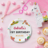 Sombrero Llama Mexican Style Fiesta First Birthday Papieren Bordje (Feest)