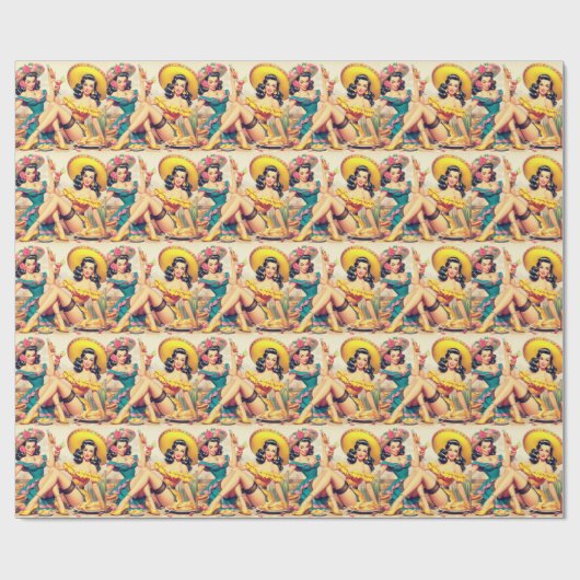  sombrero meisjes cadeaupapier (Vlak)