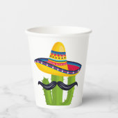 Sombrero met Cactus en Mustache Papieren Bekers (Voorkant)