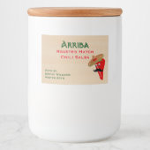 Sombrero met Chili Pepper Jar Label Voedselcontainer Etiket (Voorkant)