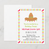 Sombrero Mexican Fiesta Adult Birthday Party Kaart (Voorkant / Achterkant)