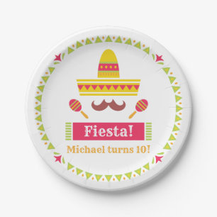 Sombrero Mustache Maracas Birthday Fiesta Borden Papieren Bordje