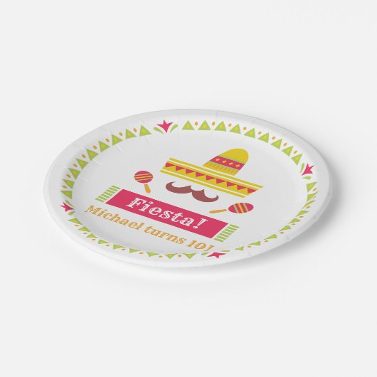 Sombrero Mustache Maracas Birthday Fiesta Borden Papieren Bordje (Gekanteld)