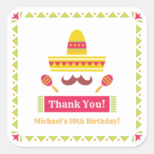 Sombrero Mustache Maracas Dank u Stickers (Voorkant)