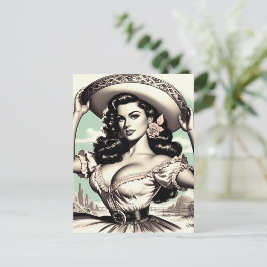  Sombrero Pin-up Briefkaart (Staand voorkant)