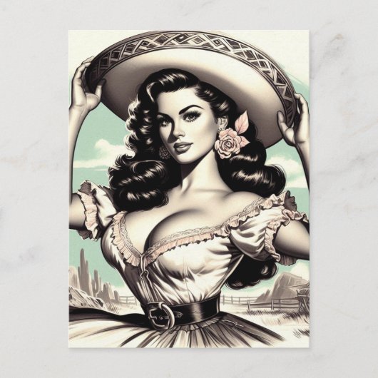  Sombrero Pin-up Briefkaart (Voorkant)