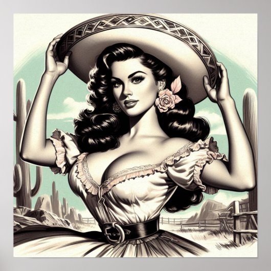 Sombrero Pin-up Poster (Voorkant)