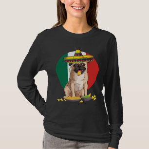 Sombrero Pug-hond & Vlag van Mexico Cinco De Mayo  T-shirt
