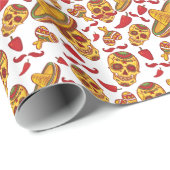 Sombrero Skulls Hot Peppers Mustaches Halloween Cadeaupapier (Rol Hoek)